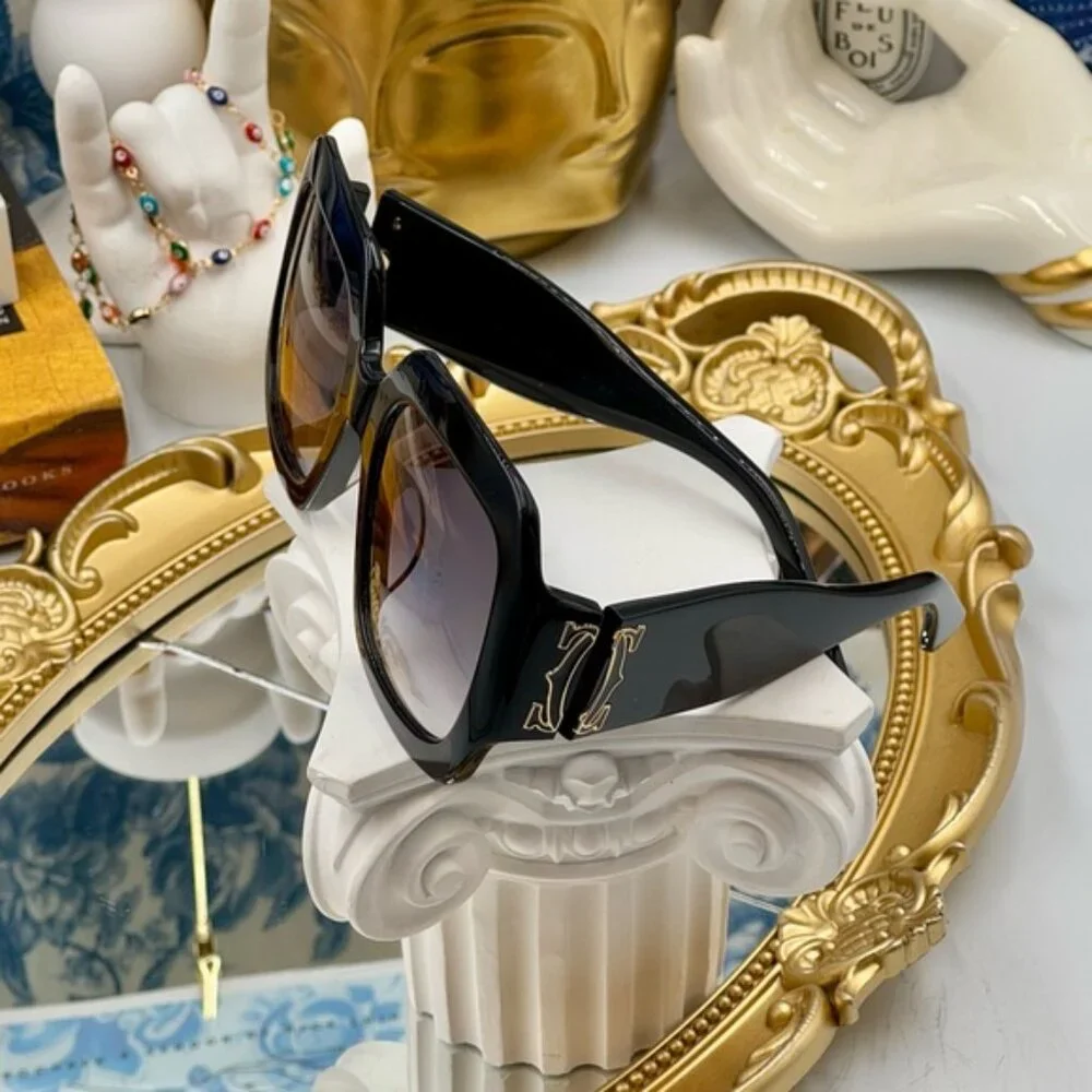 🆕 CARTIER 🧿 NWOT CT0434 Double C Square Sunglasses, Black Recycled Acetate - Picture 9 of 16